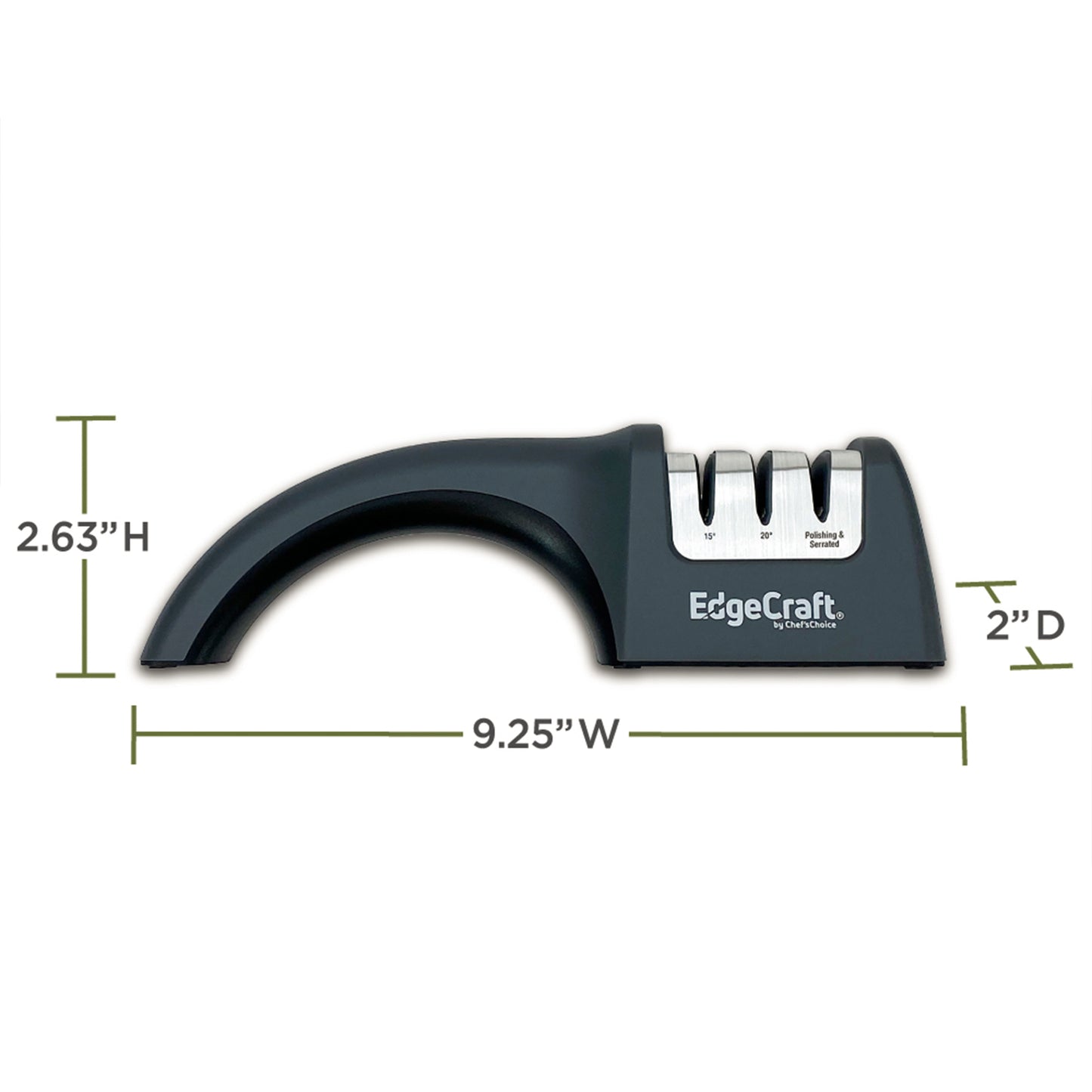 The EdgeCraft E4635 AngleSelect Manual Knife Sharpener is the ultimate  solution for keeping your 15 and 20 degree class knives ready to go. This  sharpener uses 100 precent diamonds, the hardest natural